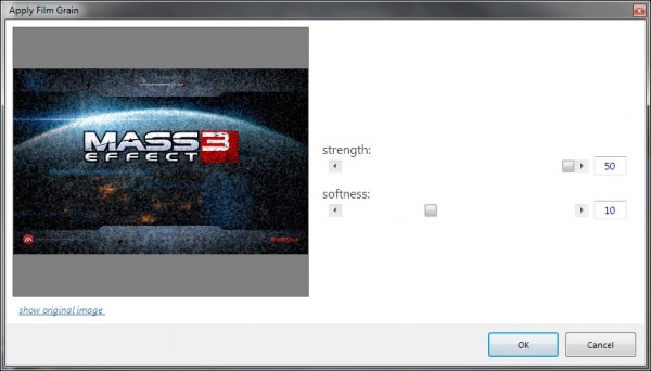 PhotoDemon now allows you to add artificial film grain to any image.  This effect was famously used in the Mass Effect trilogy of games to create a more gritty, realistic look.